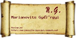 Marianovits Györgyi névjegykártya